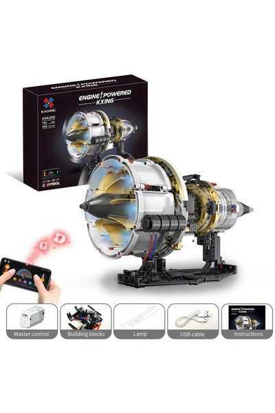 Choice مجموعة بناء محرك طائرة K96208 مكونة من 564 قطعة مع إضاءة LED وتحكم عبر...