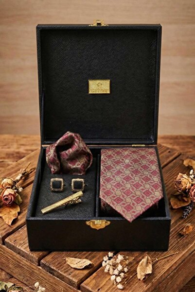 Kravatkolik Μαύρο Ανδρικό Κουτί Δώρου - Κλιπ Γραβάτας με Μανικετόμπανελα KMK123