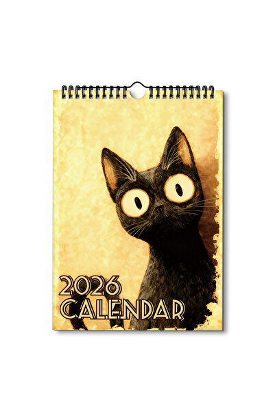 Choice تقويم حائط لعام 2026، قطعة واحدة، بتصميم قطة سوداء، ديكور بسيط للمنزل ...