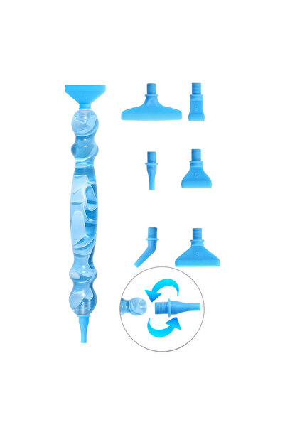 Choice D Sky blue 6plastic Resin Diamond Paint Brush Kit with 6 Interchangeab...