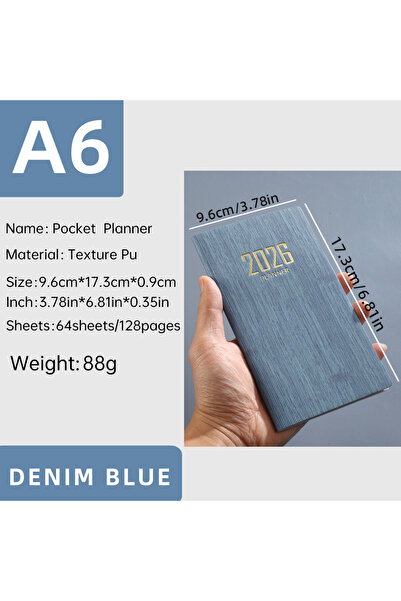 Choice A6 Navy Blue A6 specification 2026 English calendar book, 64 sheets 12...