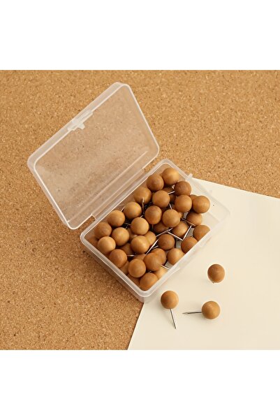 Choice light yellow 100Pcs Wooden Thumbtacks, Wood Stainless Steel Points. De...