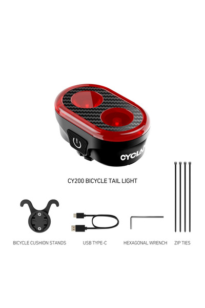 Choice مصباح خلفي ذكي للدراجة CY200 من CYCLAMI مزود بخاصية استشعار الفرامل، م...