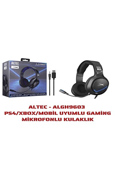 ALGH9603 Siyah Ps4/xbox/mobil Uyumlu Usb+3.5mm Mavi Ledli Mikrofonlu Kulaklık