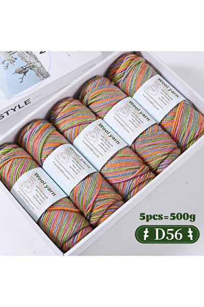 Choice D56 500g Gradient Dyed Rainbow Alpaca Wool Yarn, Thick Yarn for Hand K...