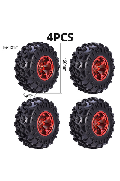 Choice إطارات عجلات Type4 مقاس 130 مم (59 مم) - 4 قطع - محور 12 مم - مقاس 1/1...