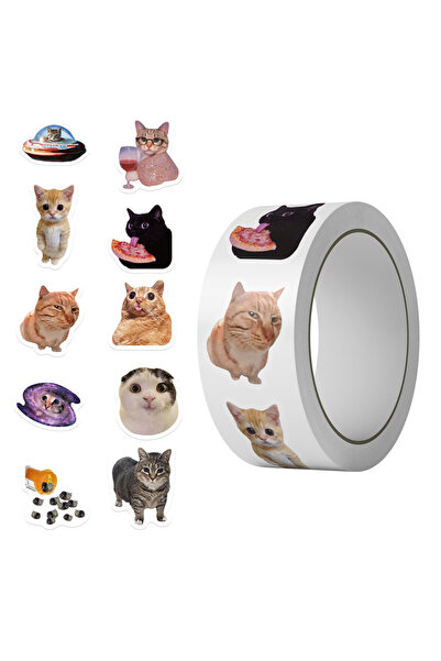 Choice 500 قطعة/لفة ملصقات كرتونية مضحكة على شكل قطط، ملصقات ميم، يمكنك صنعها...