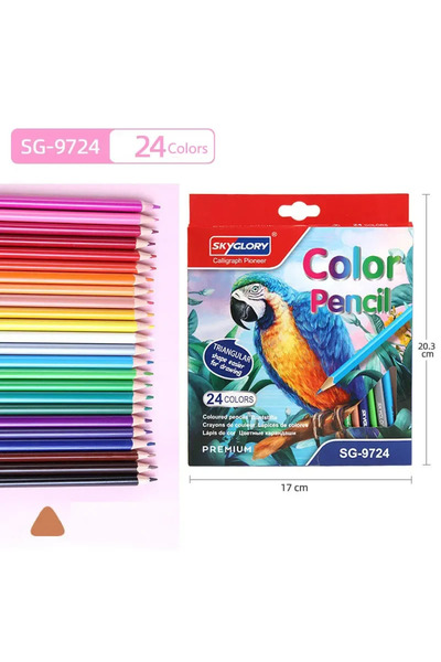 Choice مجموعة أقلام تلوين من 12 إلى 48 لونًا، 24 لونًا، حامل أقلام مثلث HB، أ...