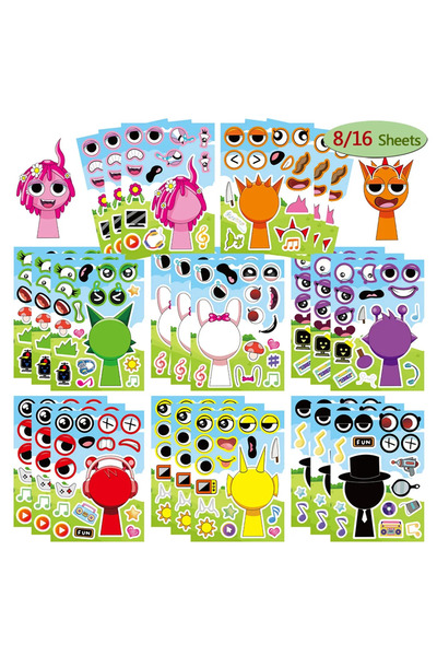 Choice 8 8/16 ورقة ملصقات أحجية سبرونكي من إنكريديبوكس للأطفال، اصنع وجه رايد...