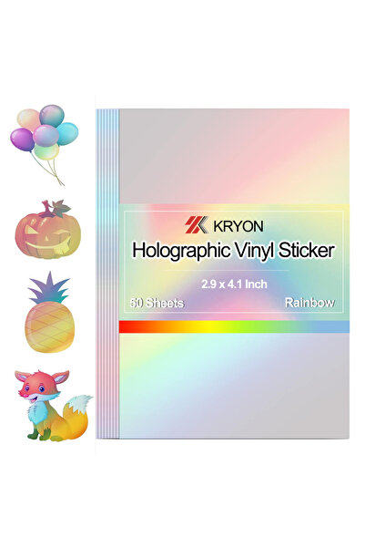 Choice ٥٠ ورقة بألوان قوس قزح - ٦ أنماط من ورق الملصقات الهولوغرافية - ٢.٩ × ...