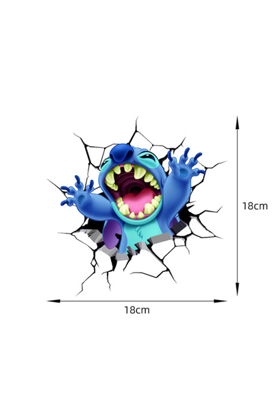 Choice A 18cm Stitch Broken Wall Car Stickers Stitch Cartoon Waterproof Winds...