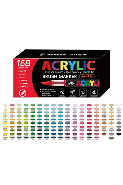 Choice 168 Colors 12-168 Colors Acrylic Paint Pen Marker Brush Tip Paint Mark...