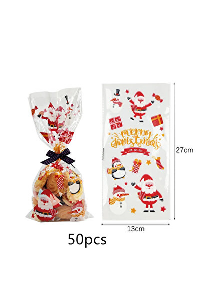Choice 50pcs 13x27cm A only bags 50pcs Christmas Transparent Plastic Gift Bag...