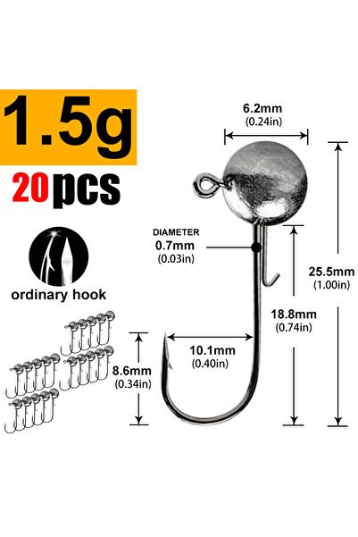Choice خطافات صيد برأس جيج من لورستيكر بوزن 1.5 غرام، 1 غرام، 2 غرام، 3 غرام،...