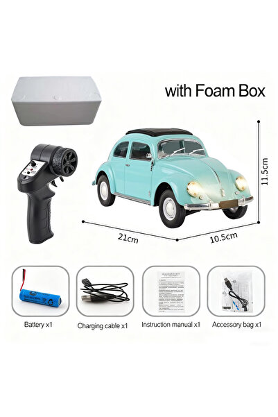 Choice صندوق من الفوم الأزرق، سيارة تحكم عن بعد كلاسيكية بمقياس 1/16، طراز D6...