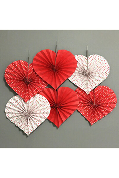 Choice Love paper fan 6PCS Heart-shaped Tissue Balls, Various Red and Polka D...