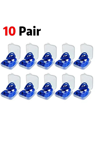 Choice 10 Pair Blue Corded Ear Plugs Reusable Silicone Earplugs with String B...