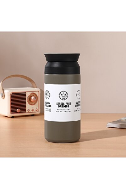 Choice كوب ترمس رمادي سعة 500 مل مصنوع من الفولاذ المقاوم للصدأ، كوب قهوة، زج...