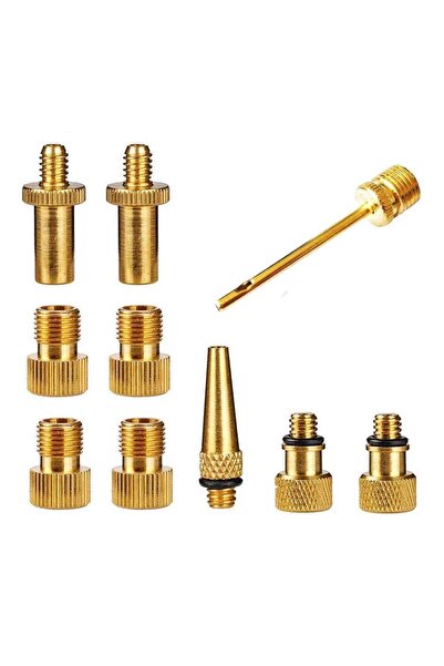 Choice مجموعة محولات صمامات الدراجات النحاسية (10 قطع) - طقم محولات مضخة إطار...
