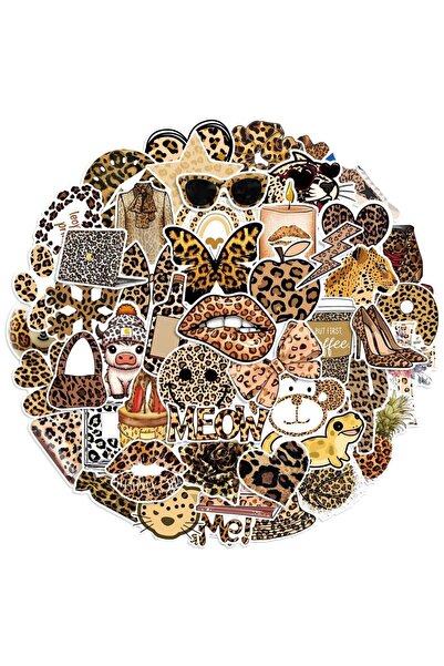 Choice عبوة من 50 قطعة، ملصقات جرافيتي جمالية بنمط جلد النمر الكرتوني القديم،...