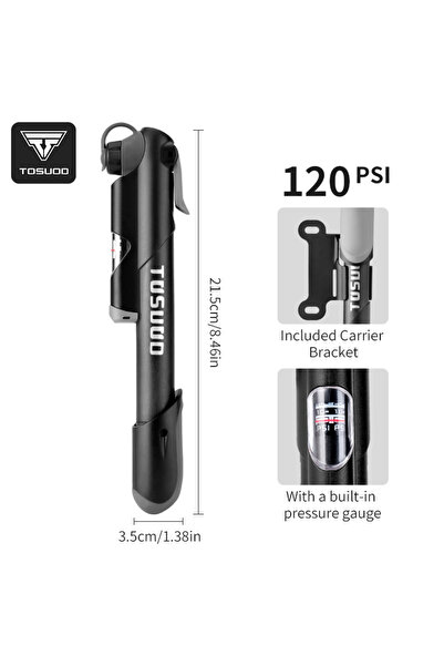 Choice مضخة هواء للدراجات من توسود، سوداء اللون، متوافقة مع صمامات بريستا وشر...