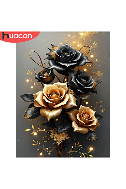 Choice لوحة ماسية فاخرة كاملة دائرية 40×50 سم، من هواكان، رقم 2864، ورود سودا...