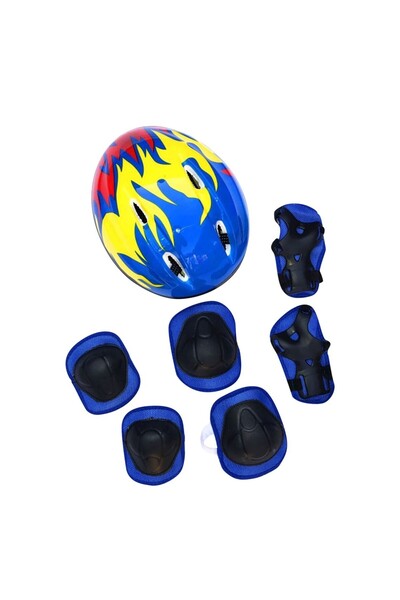choice2 خوذة أطفال زرقاء مكونة من 7 قطع/طقم، مزودة بوسادات للركبة والمرفق وال...