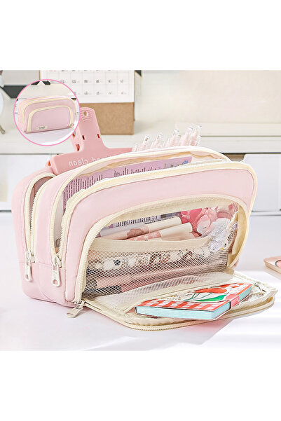 Choice مقلمة وردية كبيرة السعة، حقيبة أقلام محمولة باليد، هدية مثالية للمكتب ...