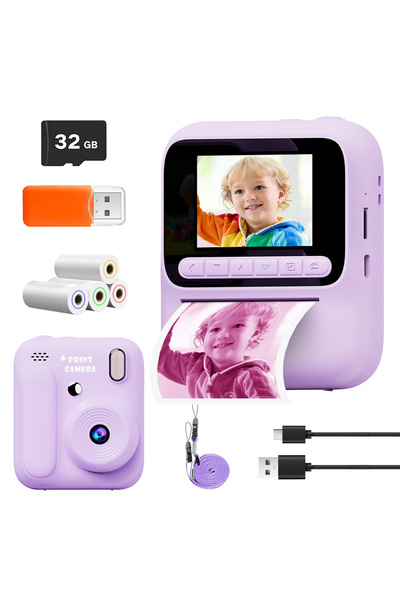 Choice كاميرا رقمية فورية جديدة للأطفال باللون البنفسجي، شاشة IPS مقاس 2.4 بو...