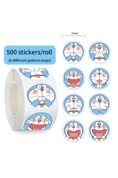 Choice لفة واحدة، 500 قطعة/لفة، ملصقات أنمي كرتونية دورايمون، للكمبيوتر المحم...