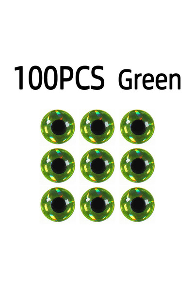 Choice 7 مم، 100 قطعة، أخضر، 100 قطعة/عبوة، عيون سمك ثلاثية الأبعاد هولوغرافي...
