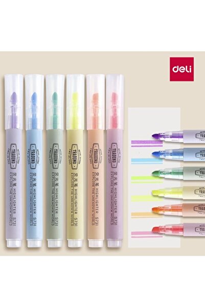 Deli 6Color Mini Highlighter Set 6PCS Pocket-Size Highlighting Pens Chisel Ti...