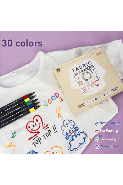Choice 30 colors 6-30 Colors Fabric Markers Pen Waterproof Permanent Fabric T...