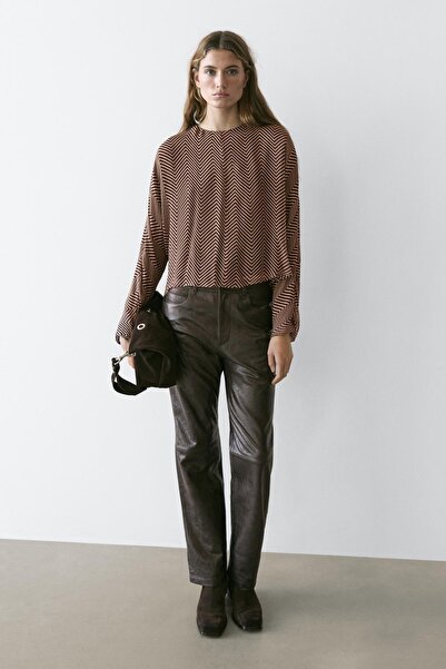 Massimo Dutti Geometrik desenli dökümlü bluz