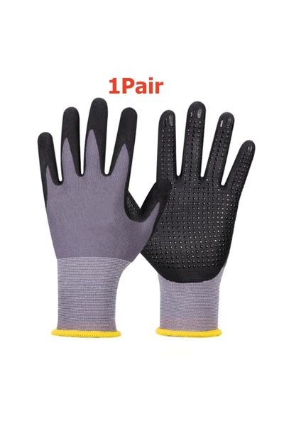 Choice قفازات عمل M N400 Dots، زوج واحد (6 قطع)، مصنوعة من النتريل المبطن بال...