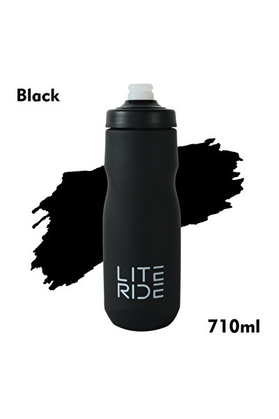 Choice زجاجة ماء سوداء من LITERIDE سعة 710 مل للدراجات الجبلية والطرق، مصنوعة...