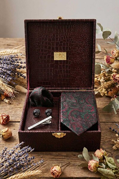 Kravatkolik Κουτί δώρου για άνδρες σε χρώμα μπορντό - Καρφίτσα γραβάτας με μα...