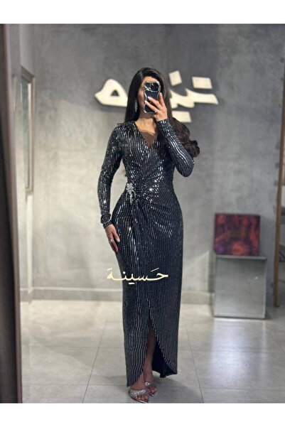 hasinah Black dress with silver sequins, fitted design