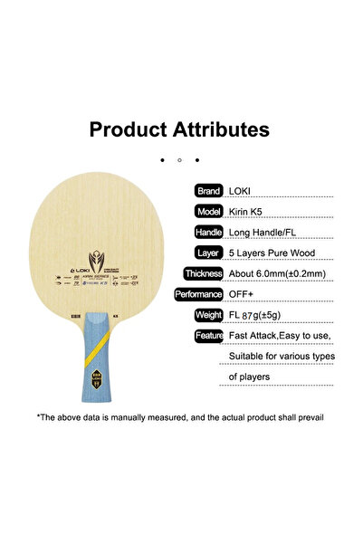 Choice3 K5 FL grip LOKI KIRIN K1//K3 Table Tennis Blade FL Grip 7/5-Ply OFF+ ...
