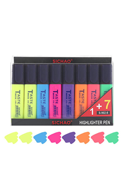Choice 8 Colors 4/6/8 Colors Highlighters Oblique Tip Fluorescent Pens Smudge...