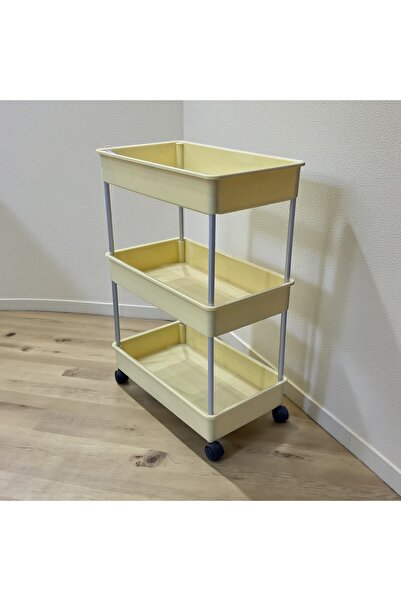 cc bin shihon Three-tier wheeled organizer shelf, plastic storage rack