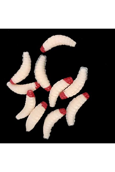 Choice عبوة من 50 قطعة، 2.4 سم، لون كريمي، طعم صيد على شكل دودة صفراء نابضة ب...