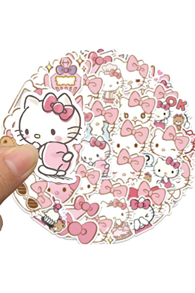 Choice ٥٠ قطعة من ملصقات هيلو كيتي الكاواي، بنمط وردي، برسومات كرتونية وجرافي...