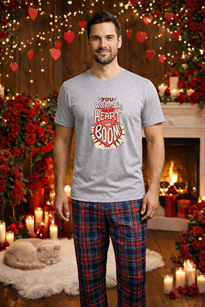 MVRDAR Set pijamale barbati bumbac Colectia Valentine's Day, Dragobete