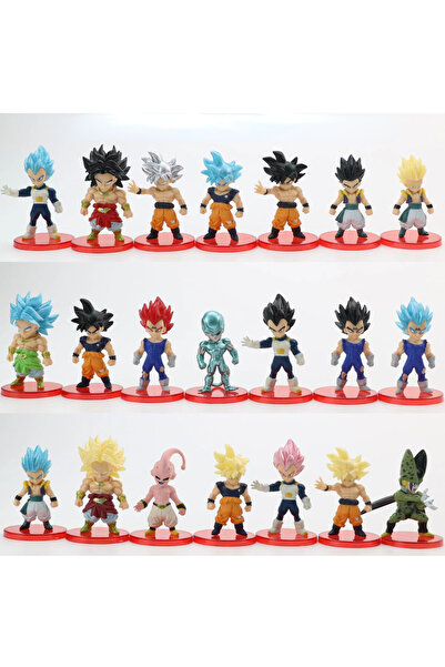 BANDAI مجموعة من 21 قطعة من مجسمات شخصيات أنمي دراغون بول زد: سون غوكو، بو، ف...