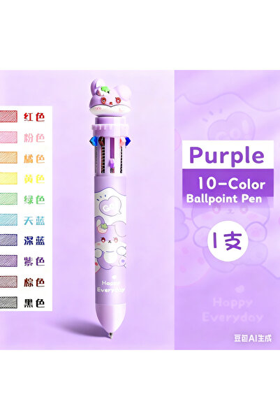 Choice أقلام حبر جاف على شكل أرنب، 10 ألوان، برسومات كرتونية لطيفة وإبداعية، ...