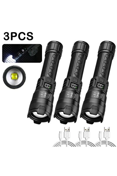Choice 3PCS High Power 2000LM LED Flashlight Built-in Battery USB Rechargeabl...