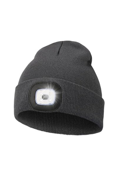 Choice قبعة محبوكة بإضاءة دافئة LED رمادية داكنة، قبعة ليلية، قبعة صيد، قبعة ...