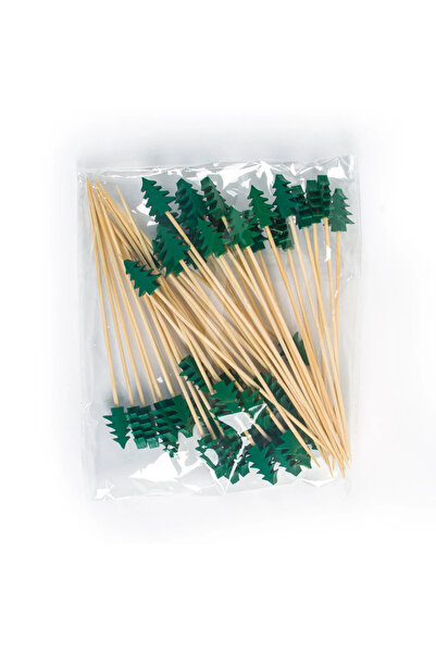Choice style C 50pcs Christmas Bamboo Cocktail Picks Santa Claus Snowflake tr...