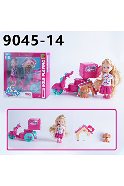 Choice 9045-14 دمية فتاة صغيرة أنيقة مع كلبها الأليف، مجموعة ألعاب سيارة سفر ...